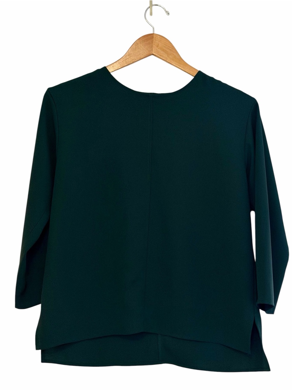 Uniqlo Dark Green Blouse XS 3/4 Sleeve Minimalist Career Top